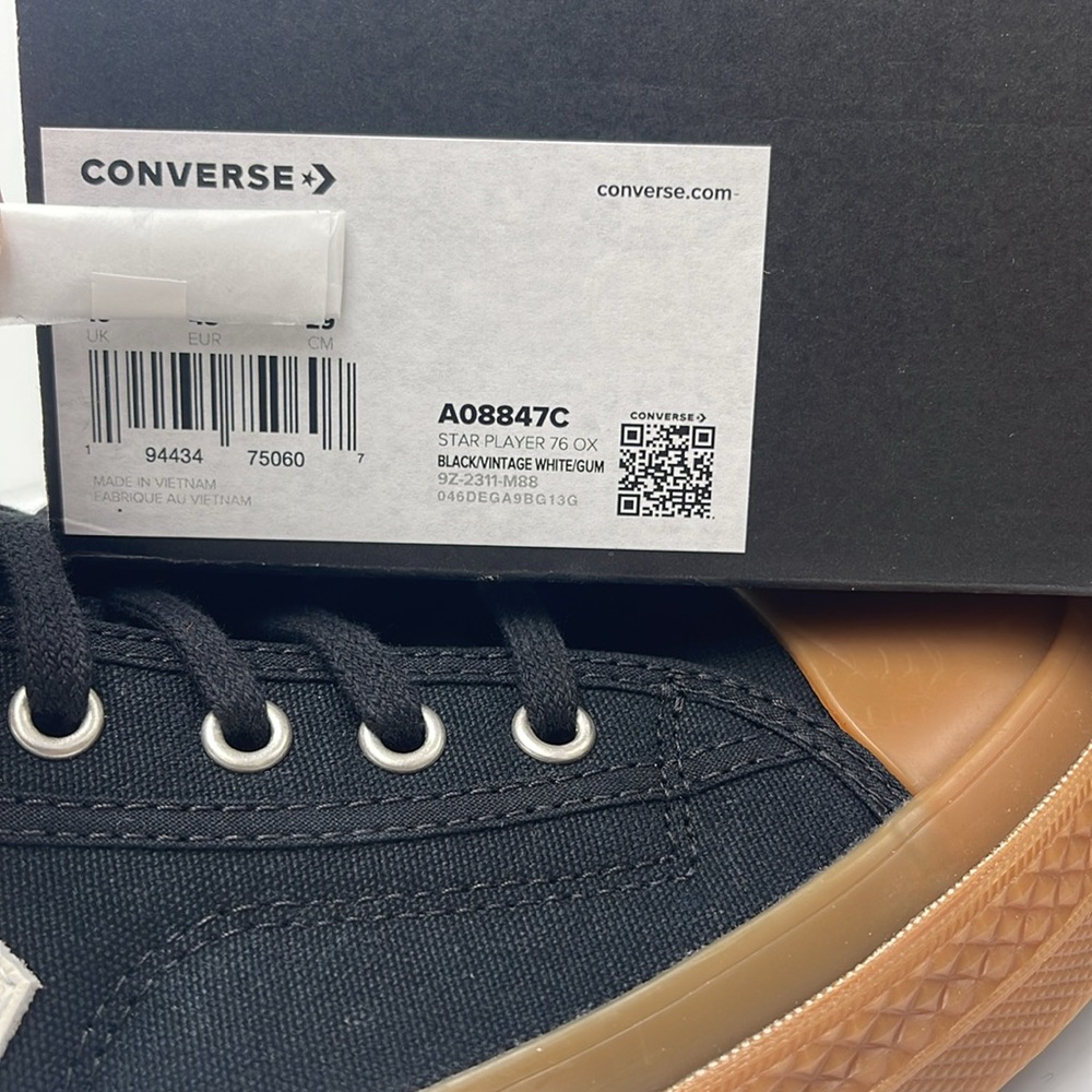 Converse Men's A08847C
STAR PLAYER 76 OX
All 
CONVERSE Black and Brown Sneakers - Picture 16 of 16